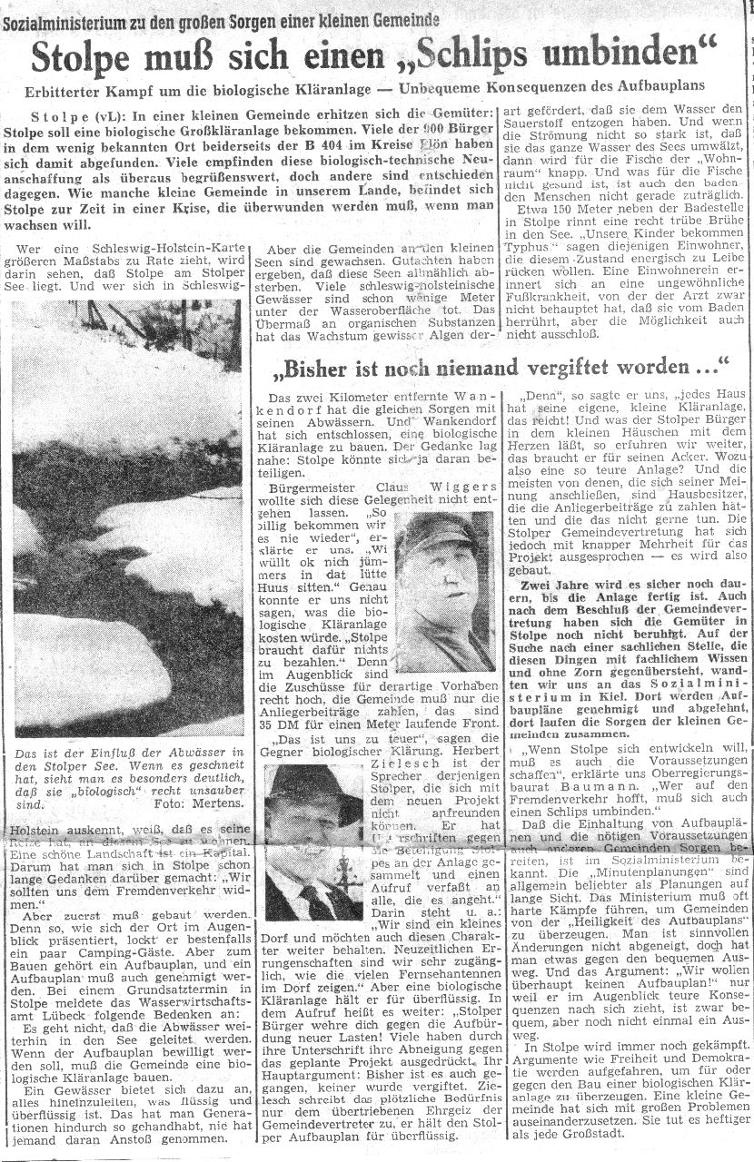 1961 Streit um den Bau einer biol. Kläranlage 