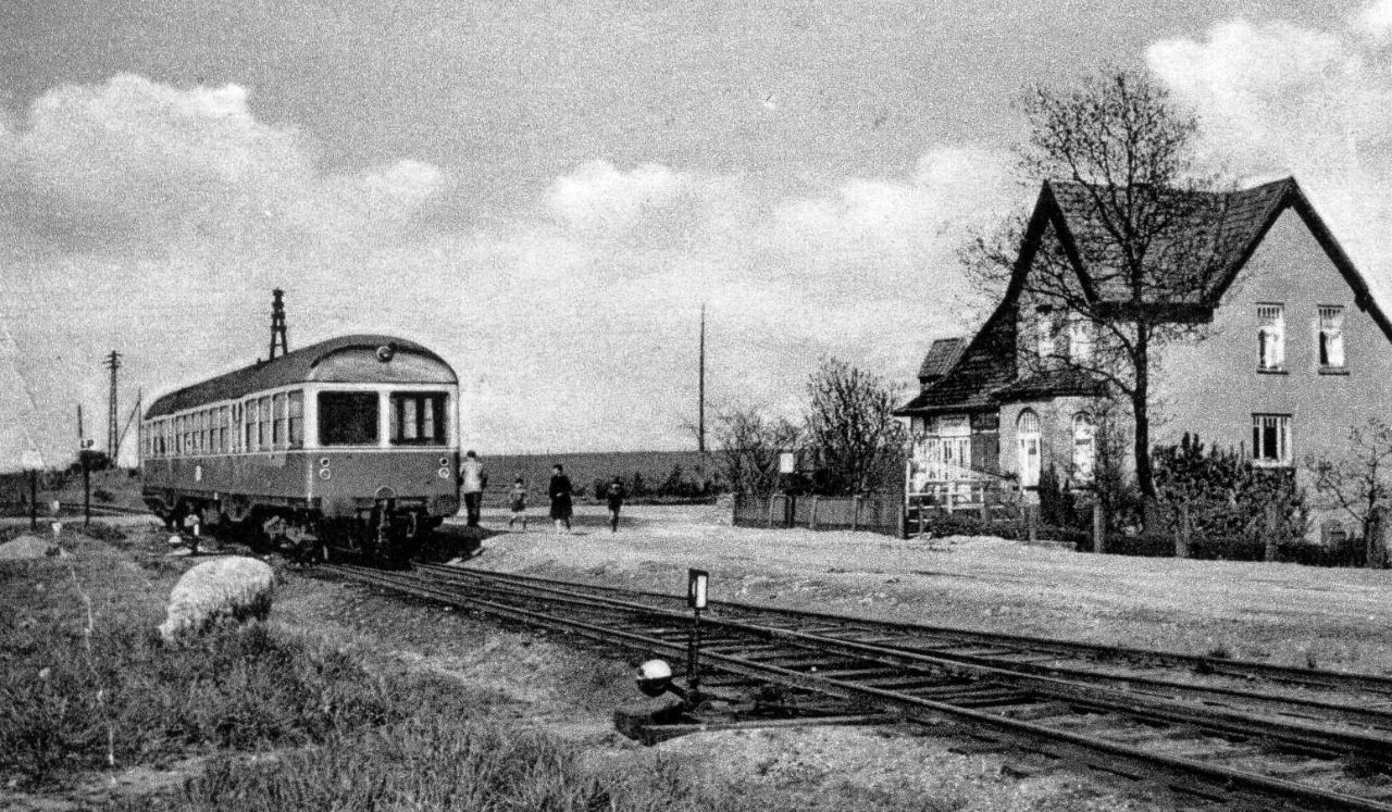 Kleinbahnhof mit Schaf 1953